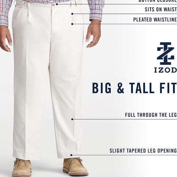 Comfortable Big and Tall Men's Pleated Pants with Sport Flex & Moisture-Wicking - Picture 6 of 8